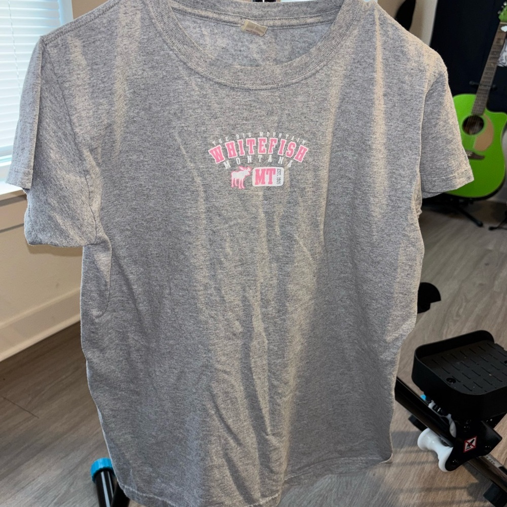 Anvil Gray T-Shirt with Whitefish MT Graphic Size Medium